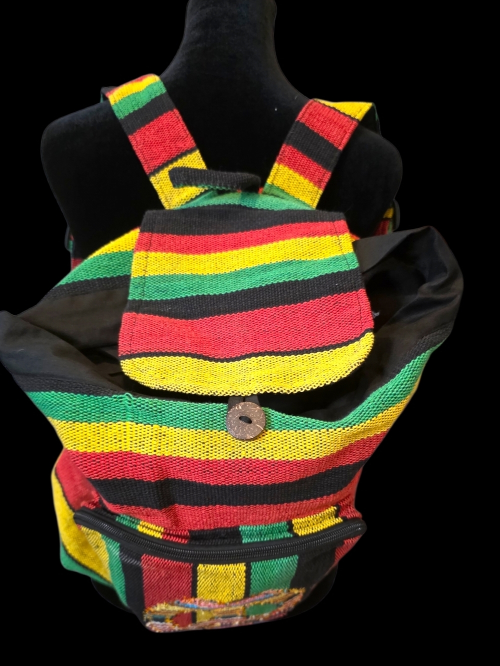 🇯🇲90s Rasta Colors Cotton Backpack - Picture 7 of 8